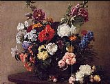 Henri Fantin-latour Canvas Paintings - Bouquet of Diverse Flowers